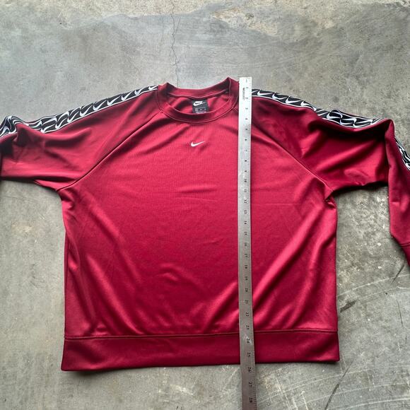 Nike Sweatshirt Women's XL Burgundy Black White Tape Center Swoosh Pullover - Picture 4 of 6